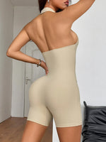 Halter Neck Ribbed Athletic Romper - Ladyez