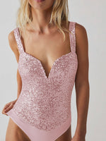Sequin Wide Strap Bodysuit - Ladyez