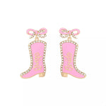 Cowgirl Boot Dangle Earrings with Bow