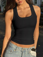 Ribbed Square Neck Tank Top