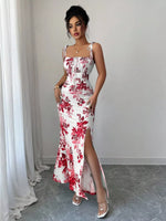 Printed Tie Strap Slit Maxi Dress