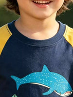 Children's Shark Print Raglan Sleeve T-Shirt