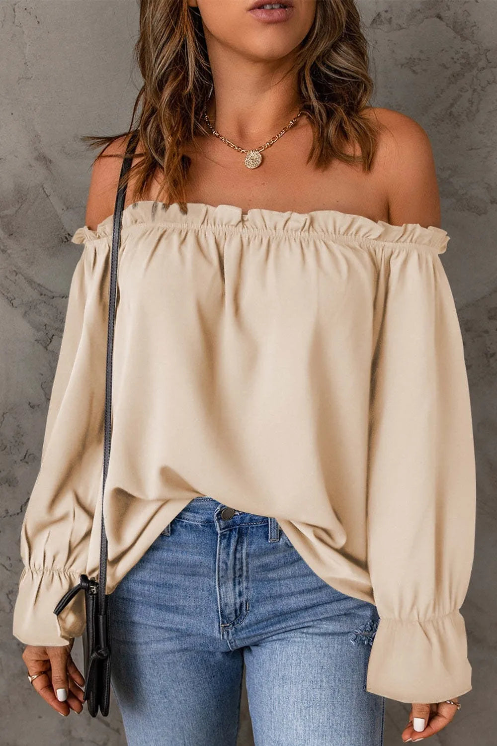 Frill Off-Shoulder Flounce Sleeve Blouse - Ladyez
