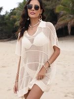 Hollow Out Collared Neck Cover-Up - Ladyez