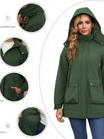 Full Size Zip Up Hooded Parka Outerwear Plus Size