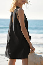 Lovelet Round Neck Sleeveless Romper with Pockets - Ladyez