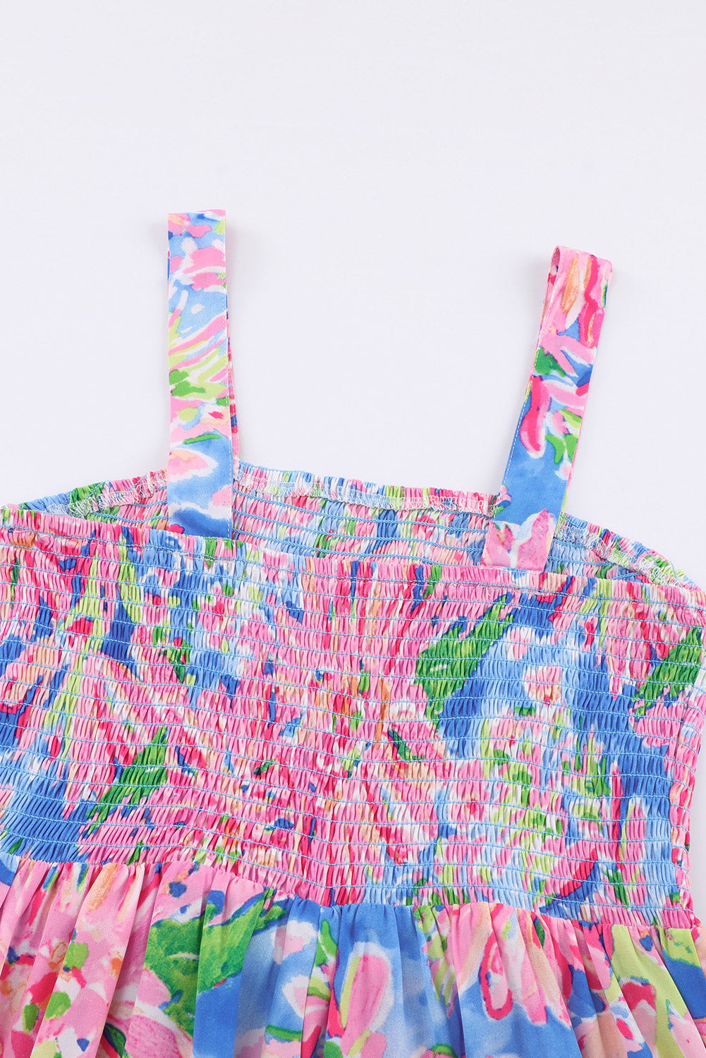 Floral Smocked Square Neck Jumpsuit with Pockets - Ladyez