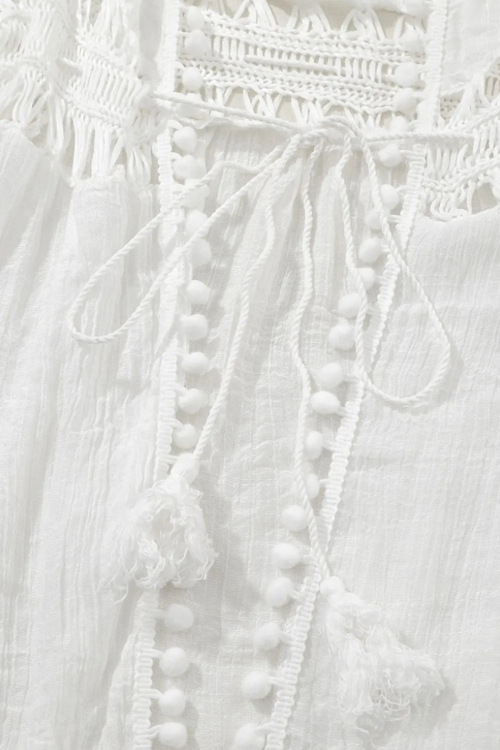 Pom Pom Trim Drawstring Waist Cover-Up - Ladyez