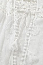 Pom Pom Trim Drawstring Waist Cover-Up - Ladyez