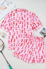 Cowgirl Boots Printed Shirt and Shorts Set - Ladyez