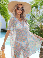 Angel Wings Multicolored Openwork Tassel Slit Cover-Up - Ladyez
