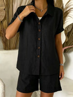 Full Size Button-Up Shirt and Shorts Set Plus Size