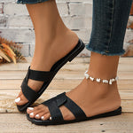 Crisscross Strap Open Toe Flat Sandals