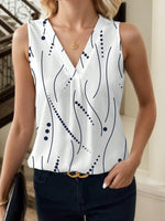 Printed V-Neck Tank - Ladyez