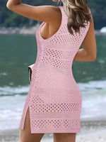 Openwork Scoop Neck Cover Up - Ladyez