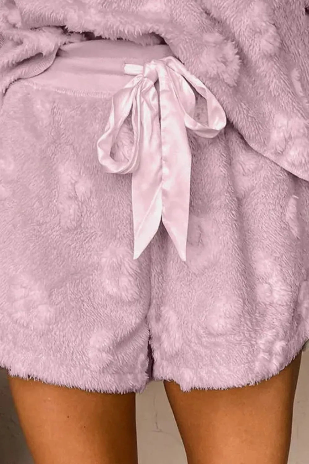Round Neck Long Sleeve Top and Shorts Lounge Set - Ladyez