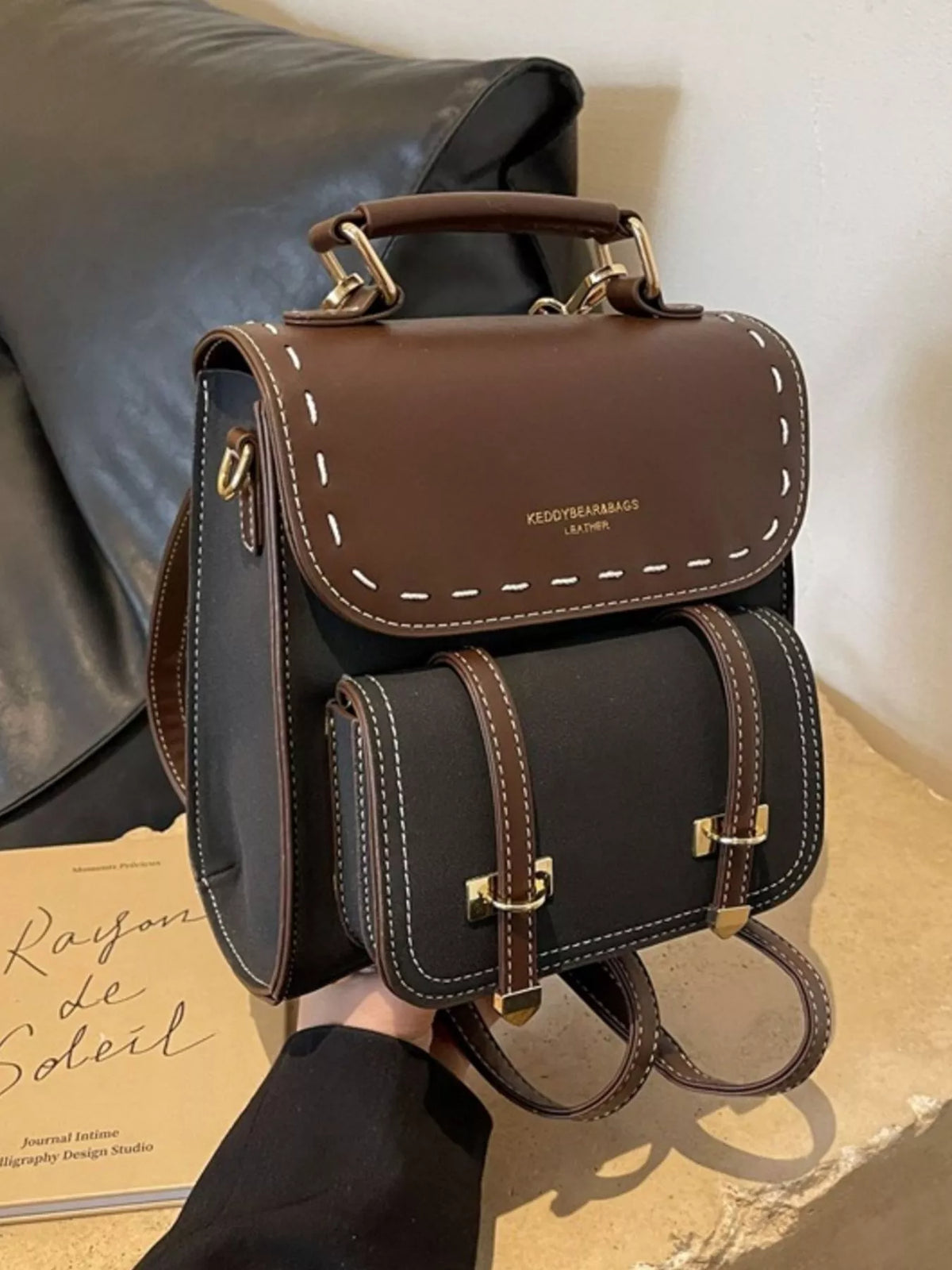 Vintage Style Leather Backpack Bag