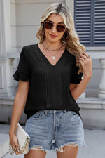 V-Neck Short Sleeve Blouse