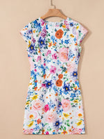 Floral Print Cap Sleeve Mini Dress