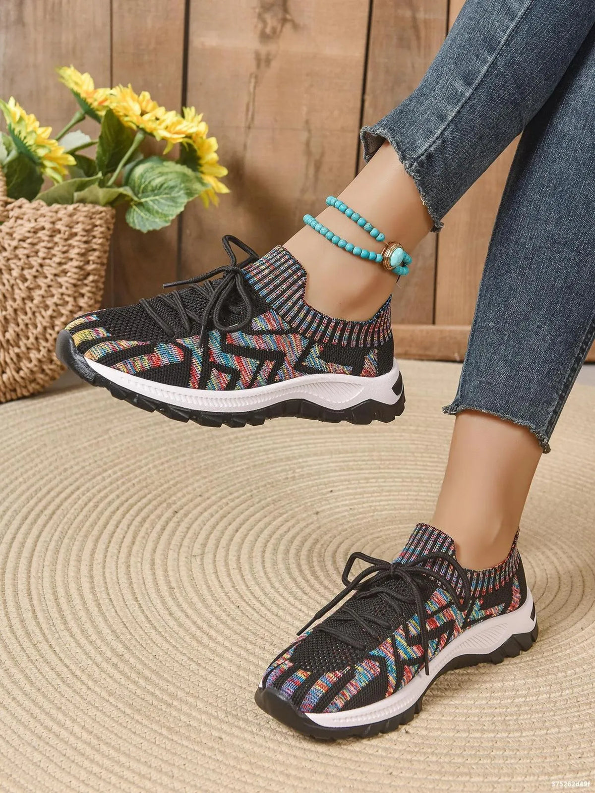 Mesh Knit Lace Up Athletic - Ladyez