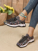 Mesh Knit Lace Up Athletic - Ladyez