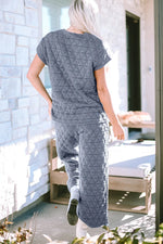 Short Sleeve Top and Pocketed Pants Lounge Set - Ladyez