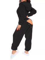 Fleece Hooded Open Back Jumpsuit