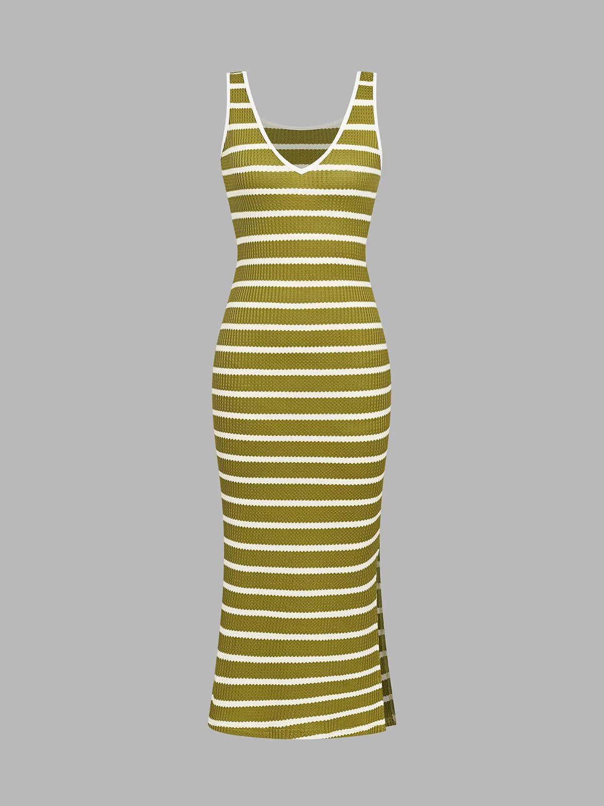 Striped Bodycon Knit Midi Dress