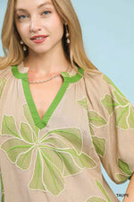 Umgee Embroidered V-Neck Short Sleeve Top