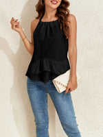 Ruffled Printed Halter Neck Cami Top - Ladyez