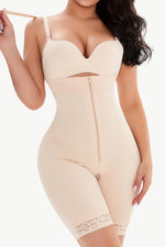 Full Size Lace Detail Zip-Up Under-Bust Shaping Bodysuit - Ladyez