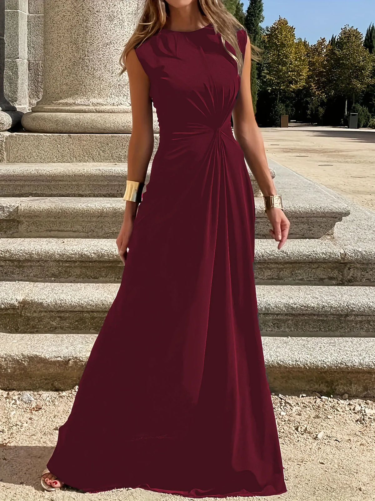 Round Neck Sleeveless Maxi Dress - Ladyez