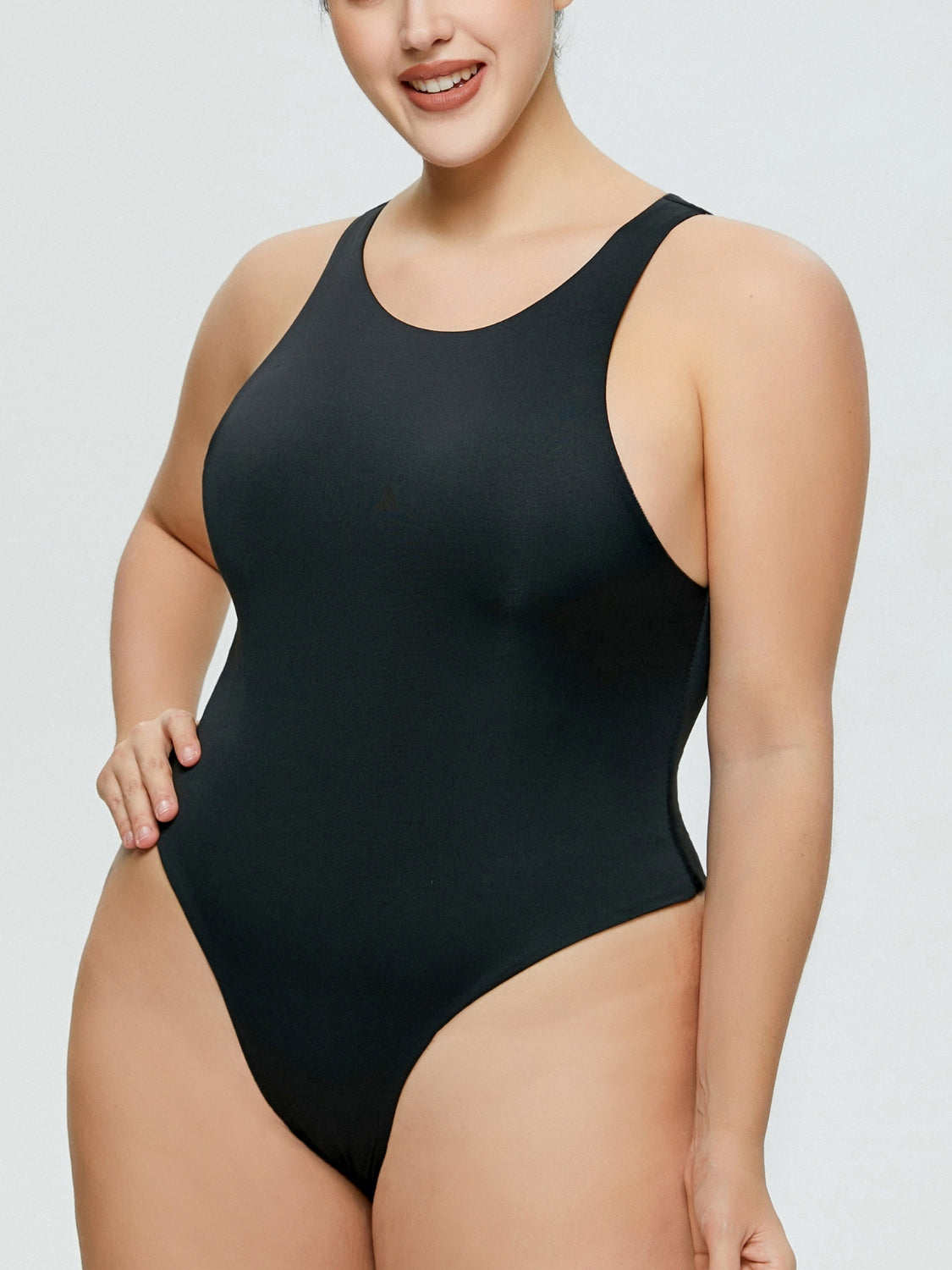 Full Size Round Neck Wide Strap Bodysuit - Ladyez