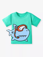 Children's Cartoon Shark Short Sleeve T-Shirt