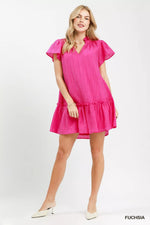 Umgee Textured Ruffle Hem Mini Dress