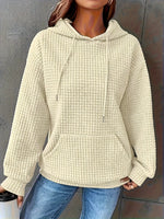 Textured Knit Drawstring Hoodie