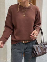 Crew Neck Ribbed Hem Sweater