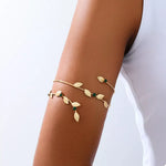 18K Gold-Plated Alloy Rhinestone Leaf Bracelet