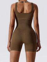 Basic Bae Ribbed Sleeveless Active Romper - Ladyez