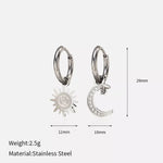 Sun and Moon Dangle Hoop Earrings