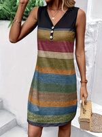 Color Block Sleeveless V-Neck Tank Dress