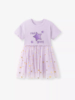 Children' s Star Round Neck Tulle Dress