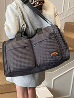 Plaid Duffel Bag with Multiple Pockets