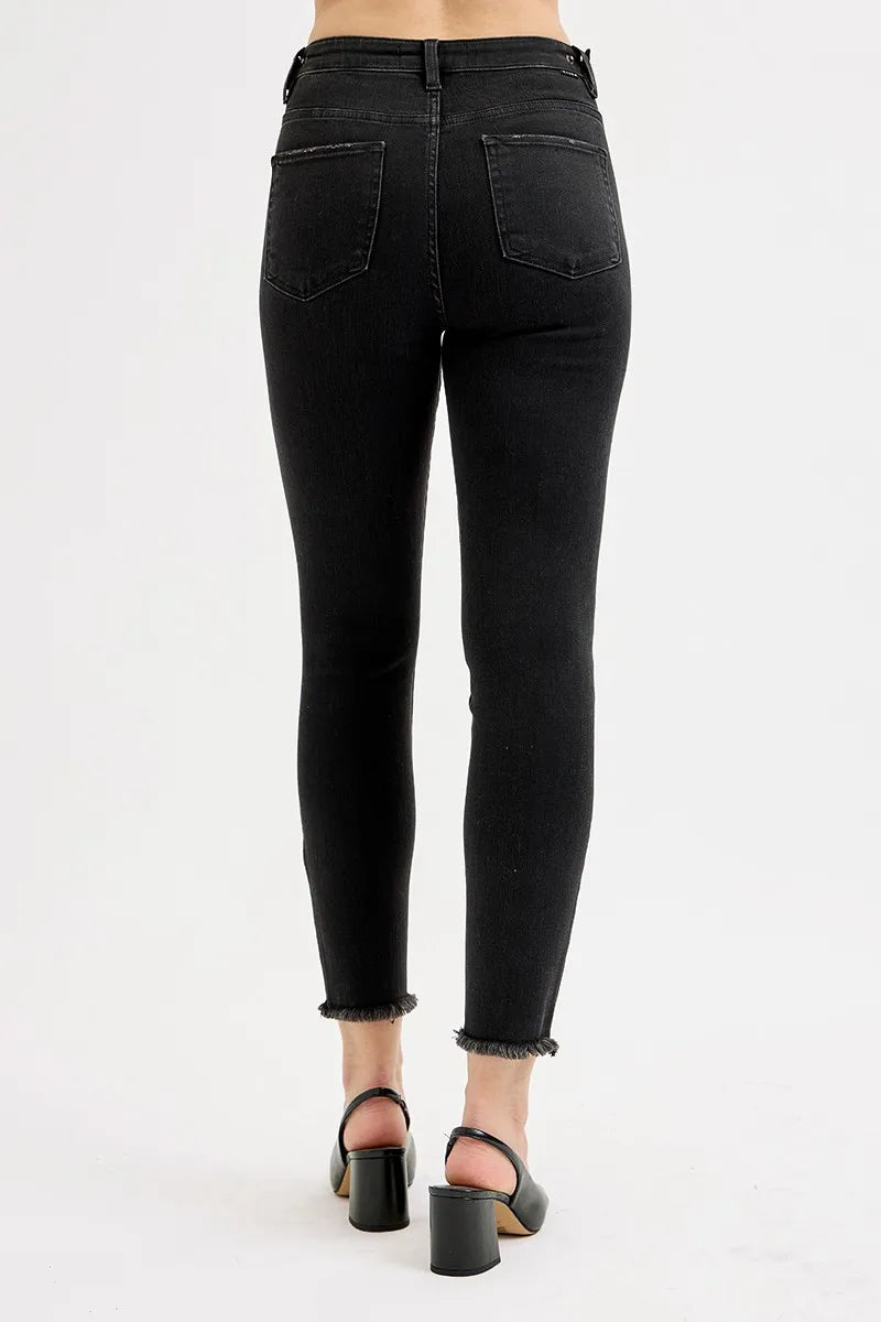 RISEN Full Size Tummy Control High Rise Adjustable Waist Skinny Jeans Plus Size - Ladyez
