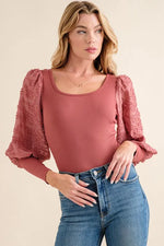 And The Why Textured Puff Sleeve Bodysuit - Ladyez
