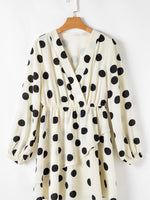 Polka Dot Surplice Puff Sleeve Mini Dress