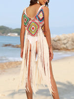 Fringe Spaghetti Strap Cover-Up - Ladyez