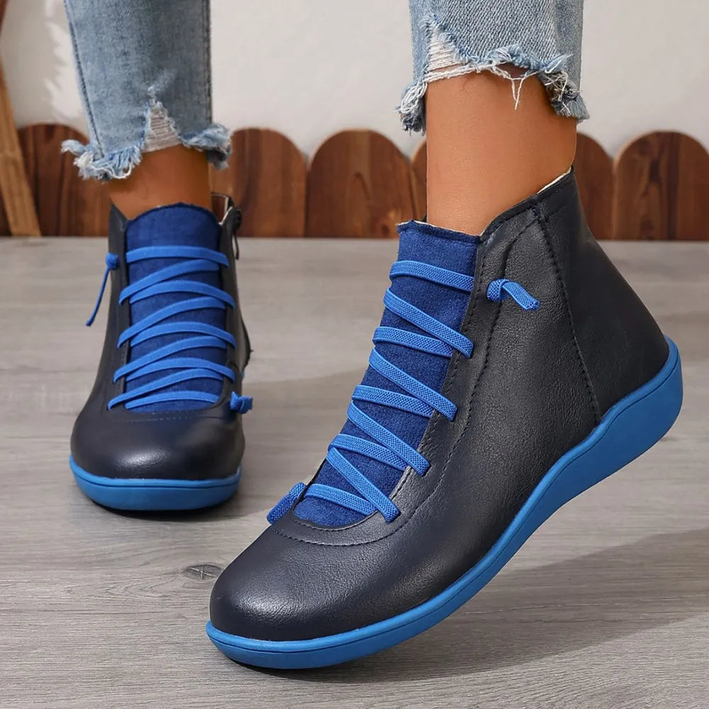 Round Toe Platform Boots - Ladyez
