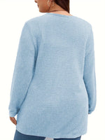 Plus Size Open Front Long Sleeve Knit Cardigan