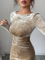 Velvet Ruched Bodycon Maxi Dress